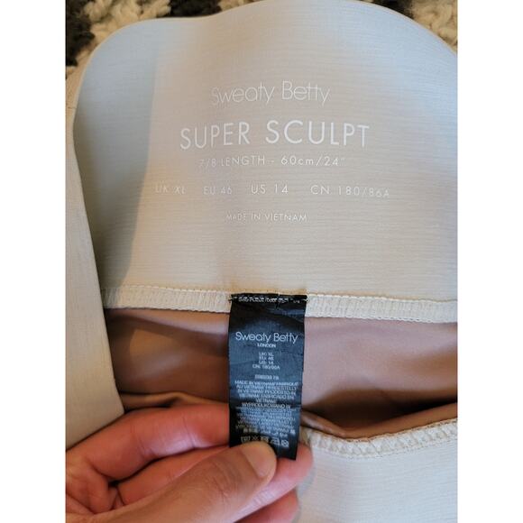 Sweaty Betty Super Sculpt 7/8 Length Leggings Beige Size 14 - Picture 2 of 6